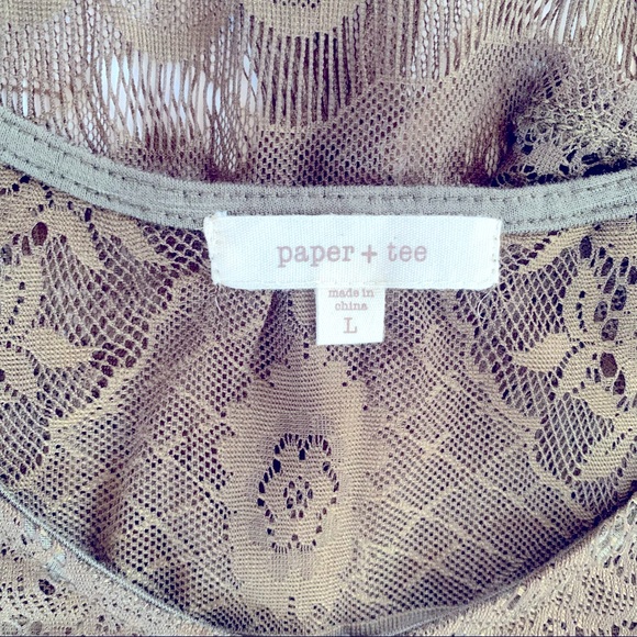 Paper & Tee Olive Green High Lo - long sleeve- GoRgEoUs lace Top - Picture 5 of 5